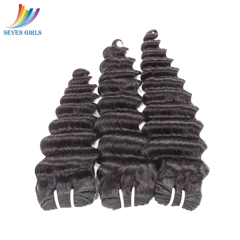Sevengirls Brazilian Deep Wave Human Hair Bundles Natural Color Wet And Wavy Virgin Hair 30 Inch Bundle Available Free Shipping