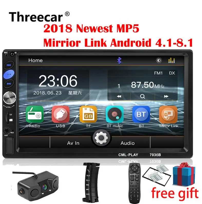 PZ451 camera all 2din Автомагнитола 7 дюймов сенсорный mirrorlink Android плеер сабвуфер MP5 плеер Авторадио Bluetooth Камера заднего вида магнитофон - Цвет: PZ451 camera all