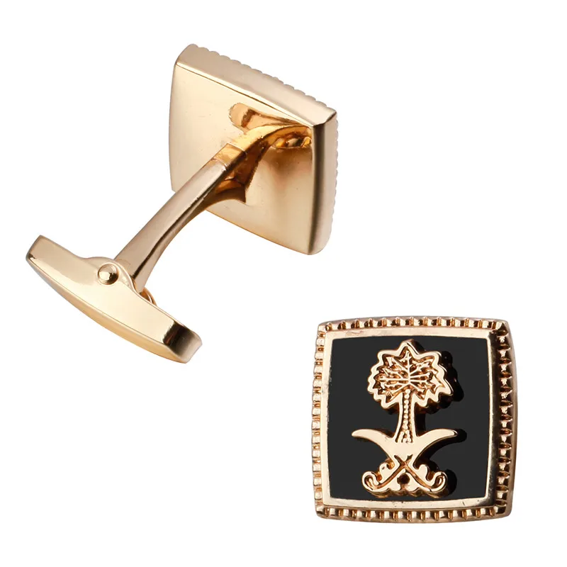 Запонки золотого цвета в форме флага Saudi мужские модные запонки для рубашек 3 пары
