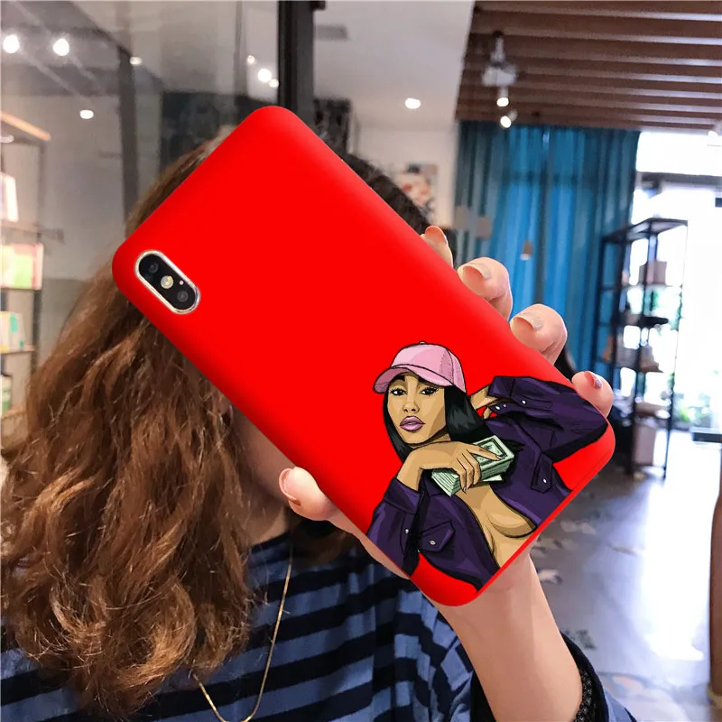 Funny Black Head Girl Phone Case Make Money Not Friends Women For iPhone 11Pro Max X XR XS 8 7 6s Plus Candy Red Silicone Cover