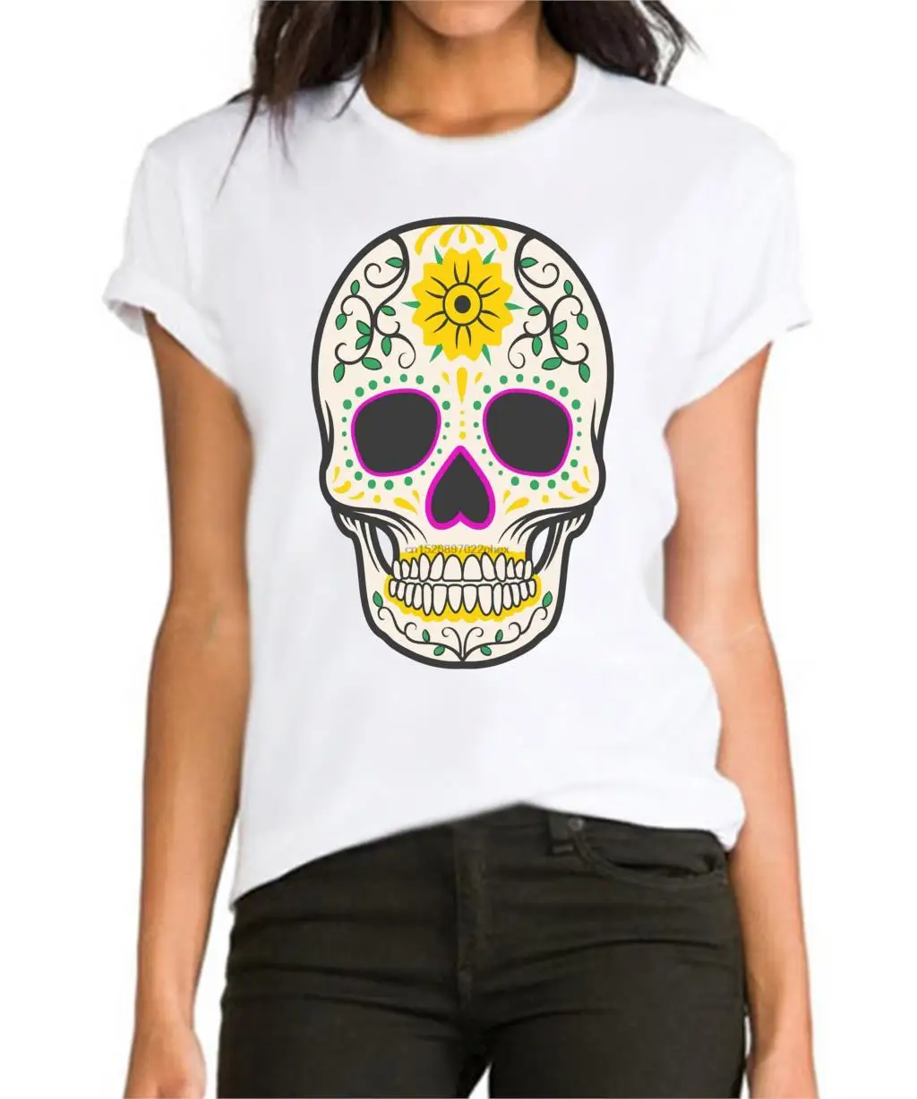 Красочная женская футболка suger skull 4 lucky для женщин и девочек топы футболки мужские