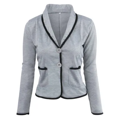 grey Блейзер feminino, повседневные женские блейзеры и куртки, плюс размер, женская зимняя верхняя одежда, chamarras de mujer, на пуговицах, veste femme bleiser - Цвет: grey