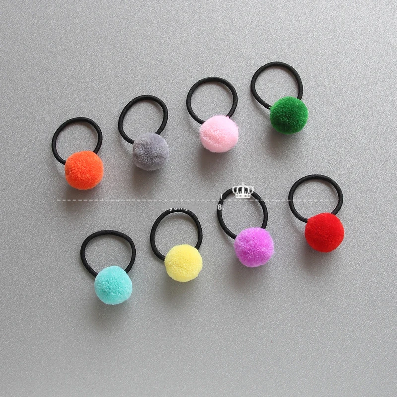 

Cute Baby Hair Accessories Candy Colorful Rubber Band Gum For Hair Baby Girls Pompom Child Kids Black Elastic Hair Band TS03