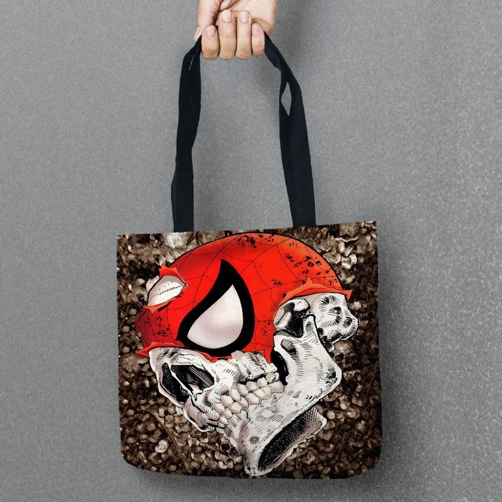 День мертвых сумки для хранения с принтом черепа хозяйственная сумка Льняная еды