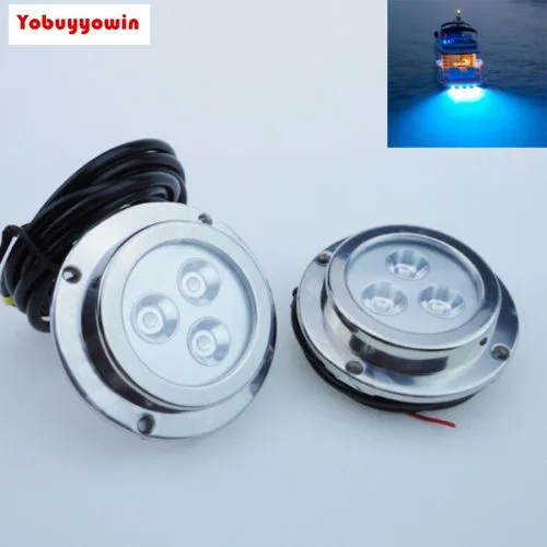 

Factory Sales! 4pc x 9W WHITE/Dark Blue, Surface Mount Stainless Steel LED Underwater Boat Light transom fishing LEDs
