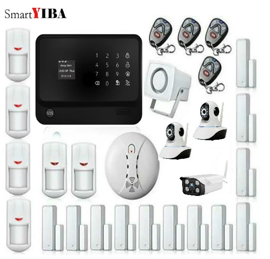 SmartYIBA LCD Touch Keyboard SOS Wireless Home Security WiFi GSM Alarm System Burglar Kit Door Detector Infrared | Безопасность и