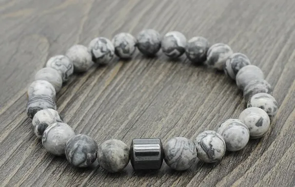 8 мм th23 веревка для йоги howlite Лабрадорит карта камень белый черный из