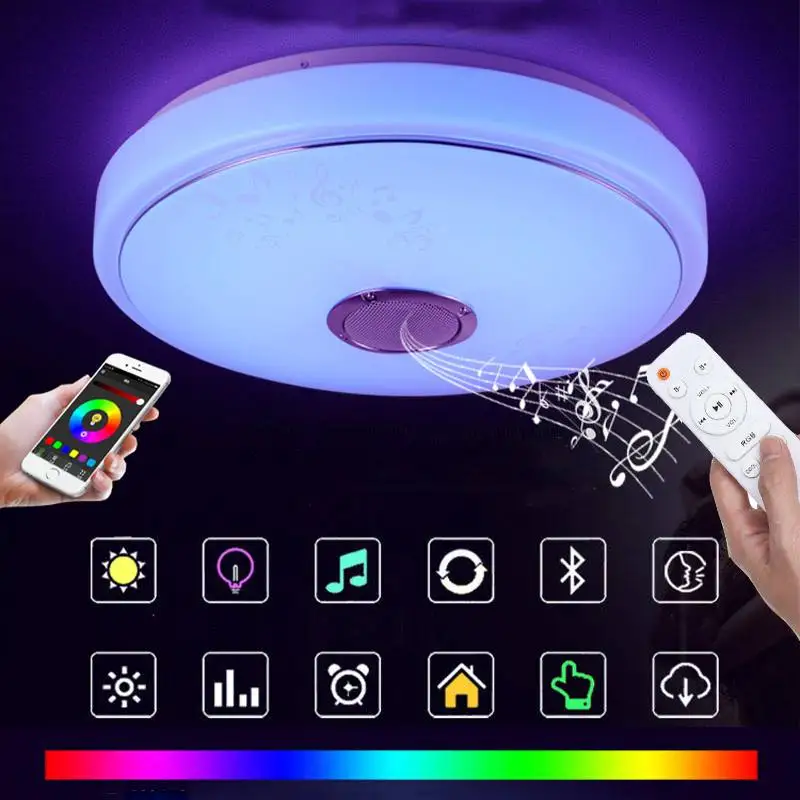 Современный светодиодный фонарь RGB Smart Blutoot h музыкальный потолочный светильник, Диммируемый 48 Вт приложение дистанционное управление свет для гостиной спальни