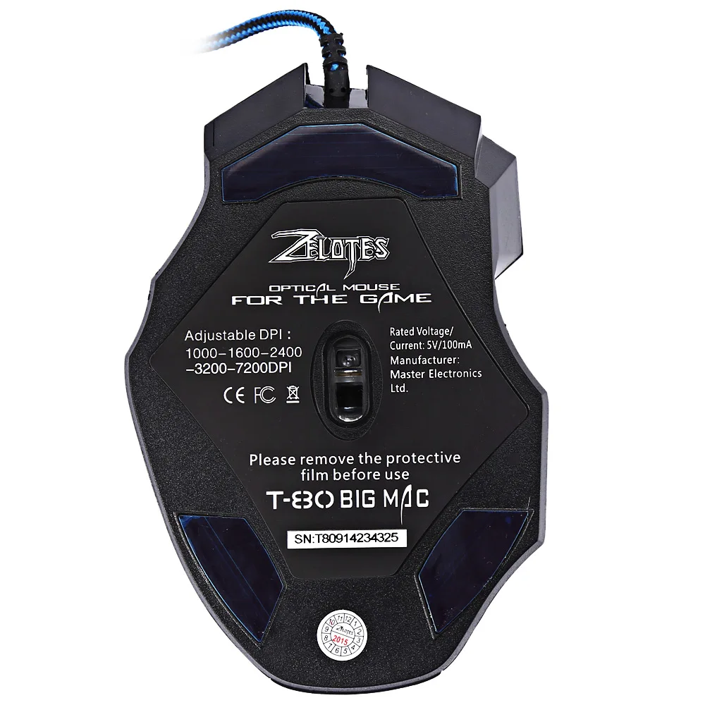 ZELOTES T - 80 7200 DPI 7 Button Multi Color LED Optical USB Wired Gaming Mouse | Компьютеры и офис
