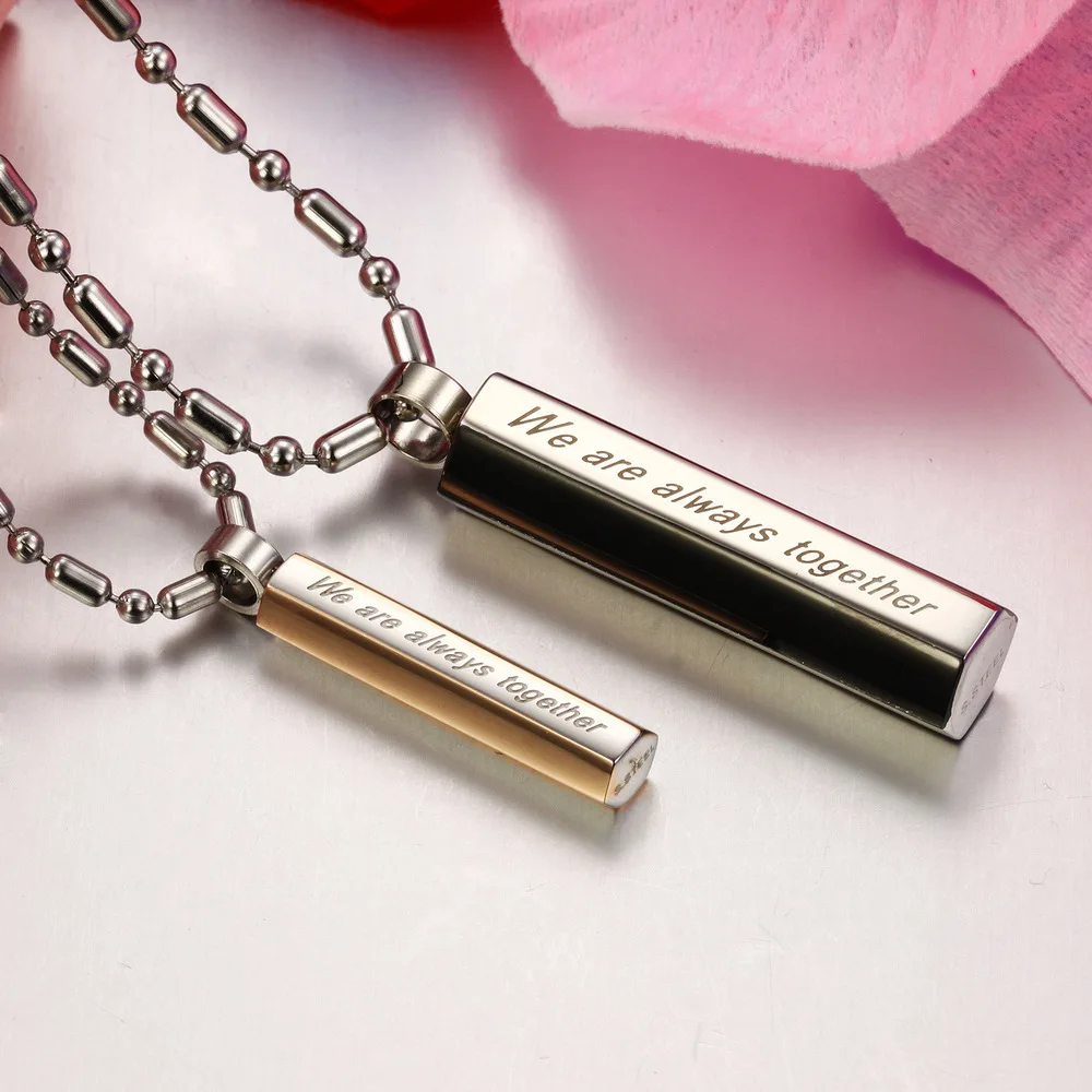 Бесплатная доставка романтическая пара из нержавеющей стали ожерелье и кулоны