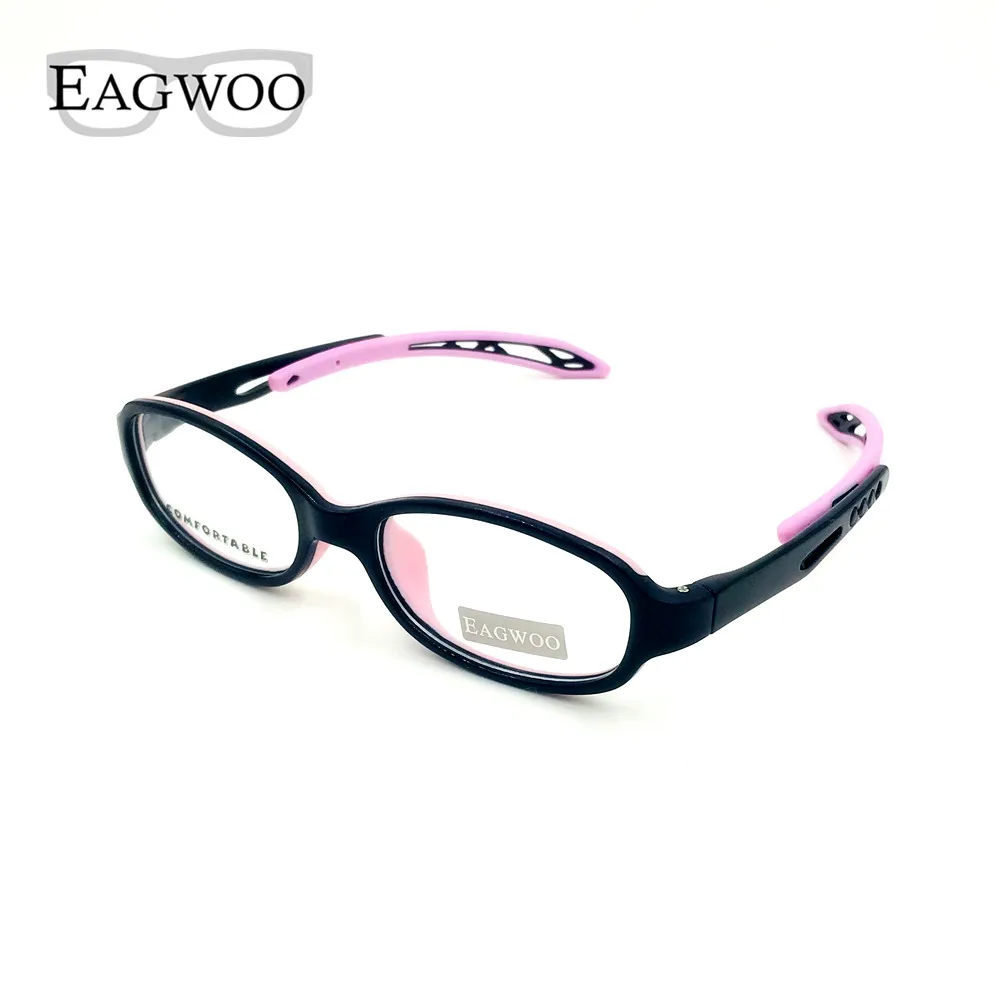 Pink EAGWOO Мягкие силиконовые очки, детская оптическая оправа, простые очки для мальчиков и девочек, регулируемые очки по рецепту, оправа 100 - Цвет оправы: Pink