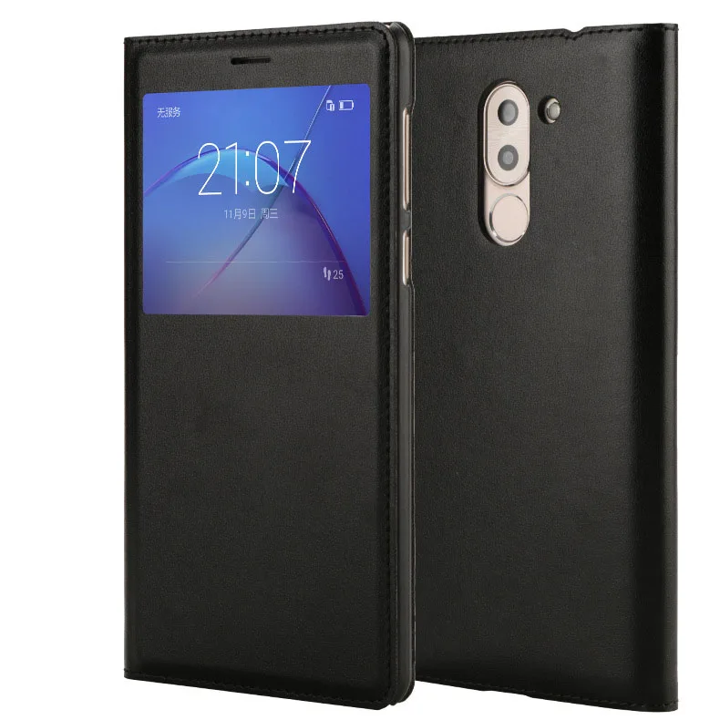 Новые роскошные открытое окно откидная крышка для huawei honor 6X случае кожаный чехол телефон назад