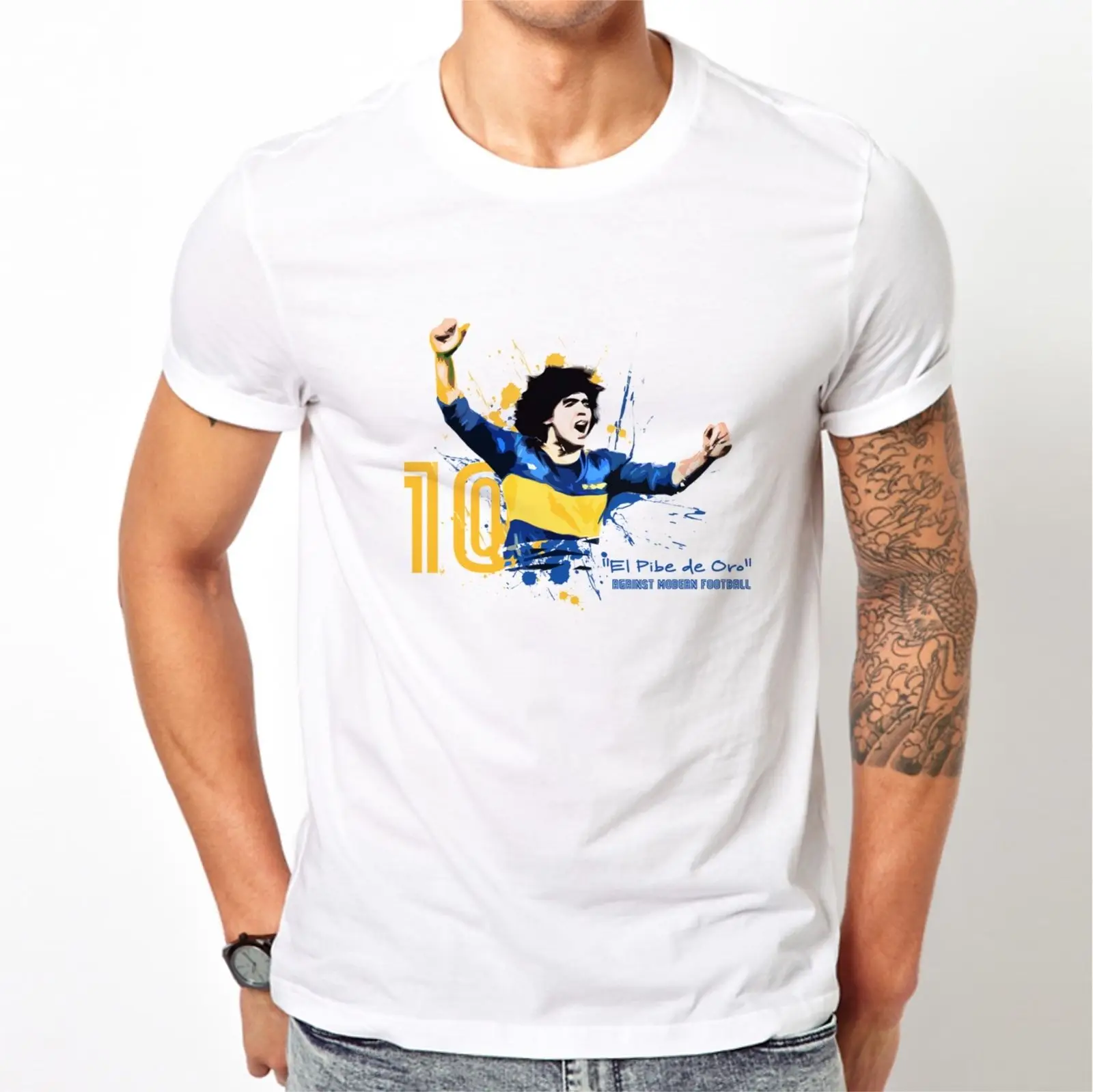 Мужская Винтажная Футболка Maradona Diego Football модная повседневная футболка с надписью