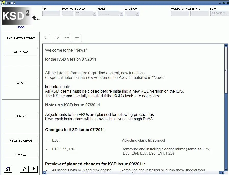 Описание каталога для BMW KSD