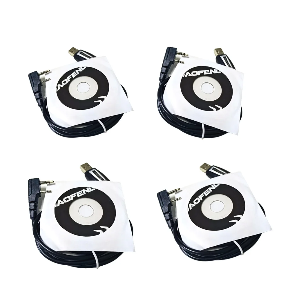 4pcs program cable 5 шт. Walkie Talkie Кабель для программирования Baofeng UV-5R UV 82 BF-888S K порт частота записи USB программа шнур с CD-драйверами - Цвет: 4pcs program cable