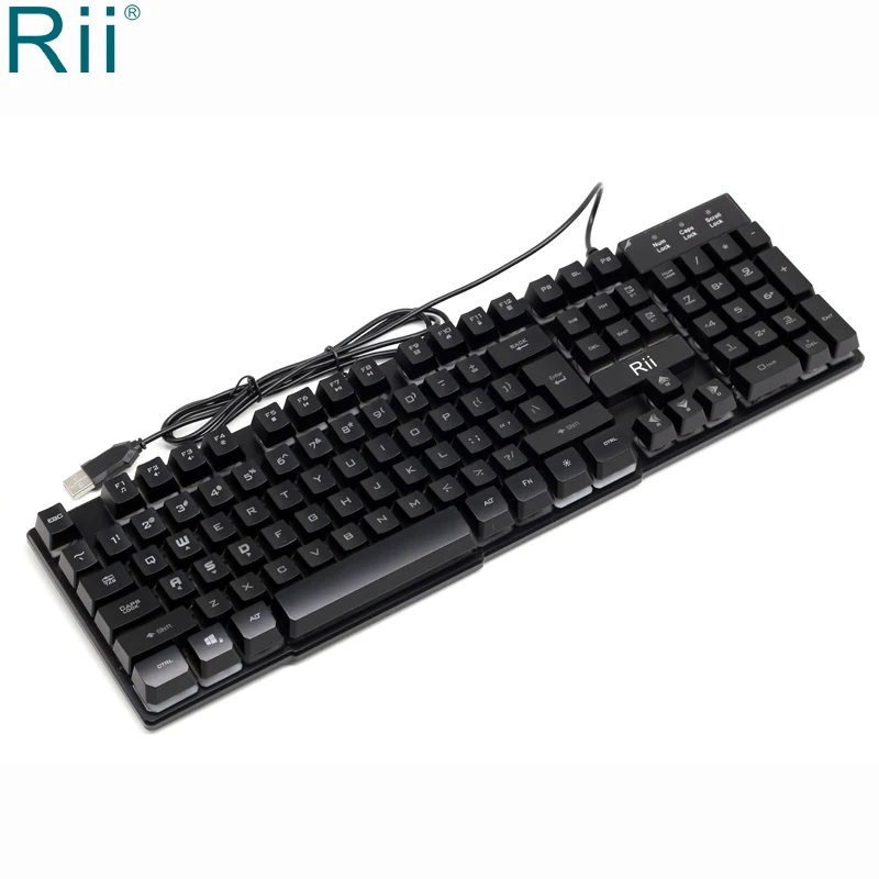 Rii RK100 Проводная клавиатура 3 цвета с подсветкой профессиональная Механическая
