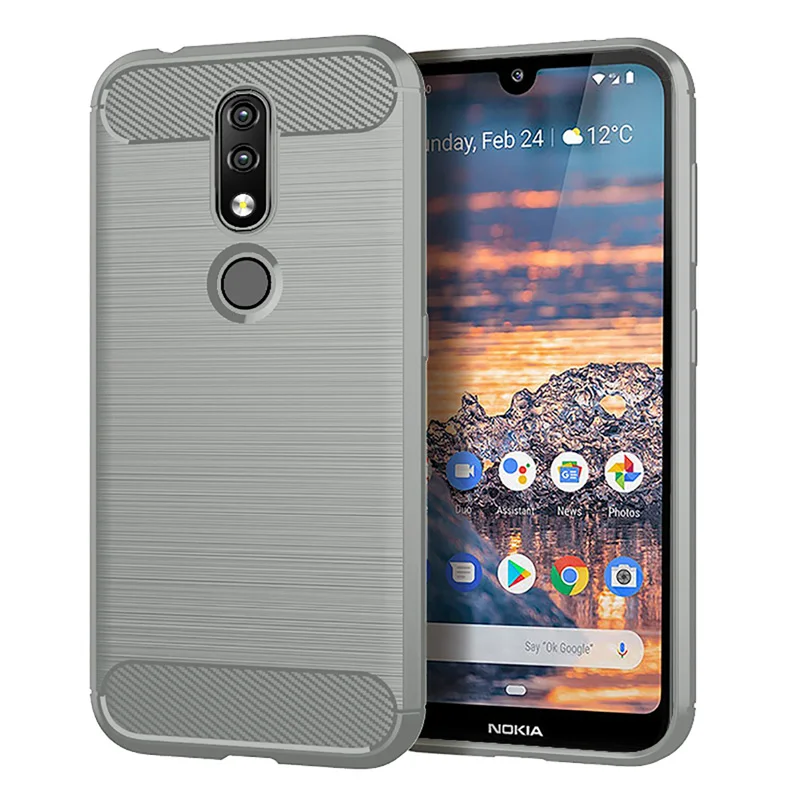 Gray Углеродного волокна чехол для телефона для Nokia 4,2 3,2 чехол силиконовый антиударный Чехлы для Nokia 7 7,1 плюс Nokia 2,2 6,1 7,2 6,2 чехол Funda - Цвет: Gray