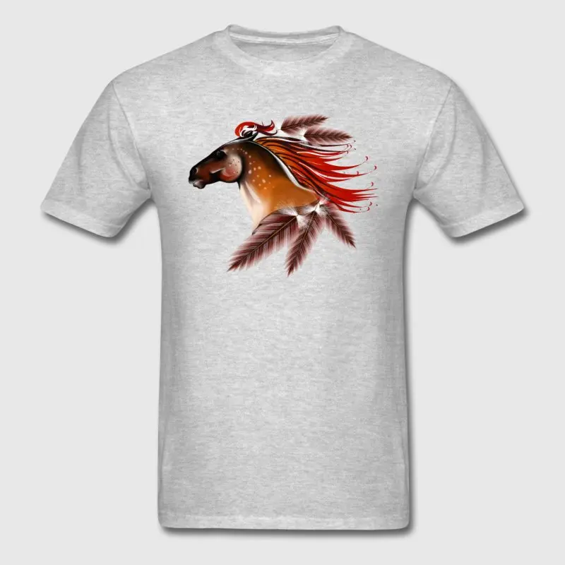 New Style Tshirt Men S-3xl Horse And Red Feathers T Shirt Short Sleeve Tee Tops Comfortable Cool | Мужская одежда