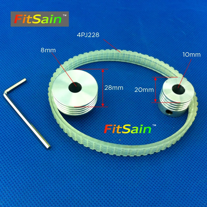 

FitSain-Multi wedge PJ Belt pulley 4 slots for motor shaft 8mm-10mm mini table electric saw sawing machines chainsaw
