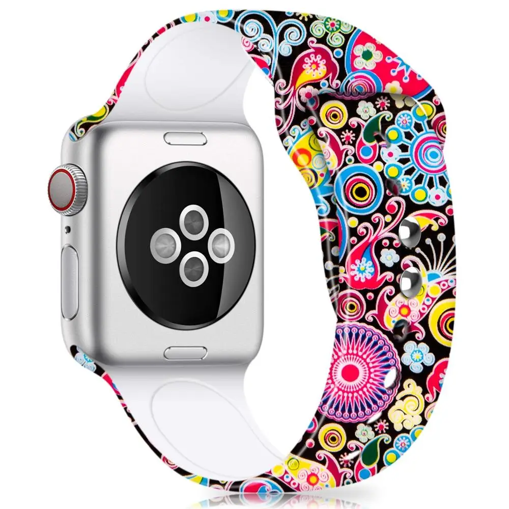 Спортивный силиконовый ремешок Joyozy для Apple Watch мягкий 38 мм 42 40 44 с героями