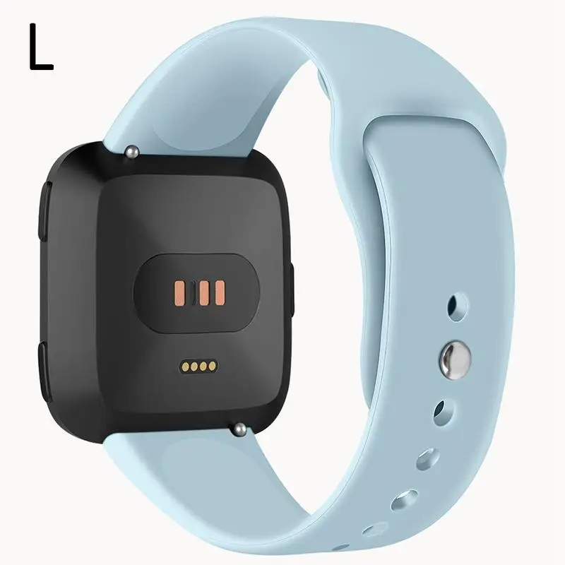 Light Blue Сменный спортивный ремешок для Fitbit Versa/Versa Lite Edition из нержавеющей стали/мягкий силиконовый ремешок для наручных часов размера S/L для фитнес-часов - Цвет: Light Blue