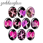 Розовая Лента Рак молочной железы Ювелирные изделия 10 шт. смешанные 13x1 8 мм18x2 5 мм30x40 мм Овальный фото стекло кабошон демо с плоской задней частью, украшения своими руками