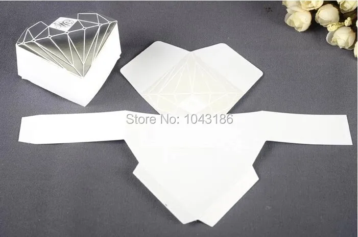 100 шт. бумажные свадебные сувениры коробки для конфет в форме алмаза коробка