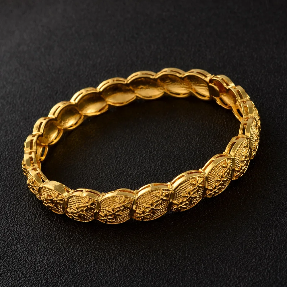 

Anniyo Middle East Arab Dubai Bangle Bracelet for Women African Gold Color Jewelry Trendy Gifts (4PCS/LOT) #117806
