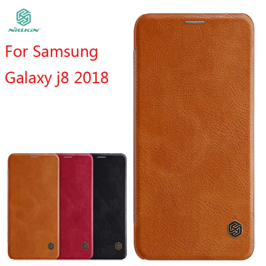 Для Samsung Galaxy j8 2018 чехол NILLKIN искусственная кожа флип для роскошный умный