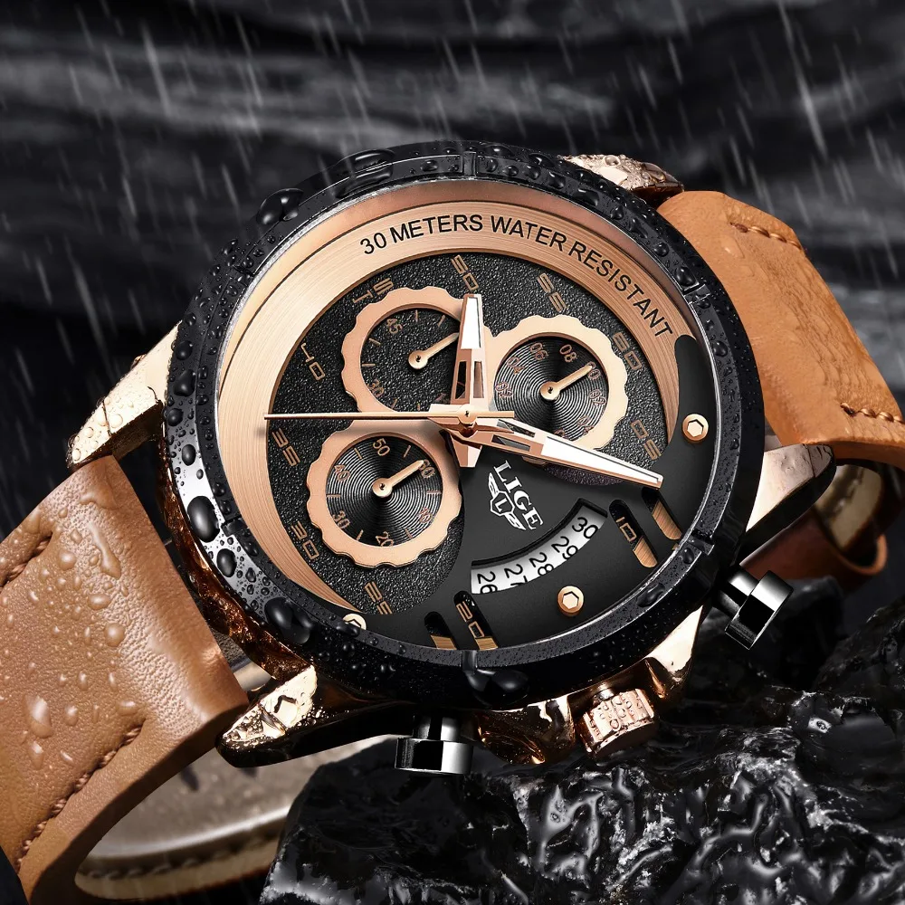 2019New Топ часы lige Военная Униформа армия хронограф брендовые Роскошные спортивные