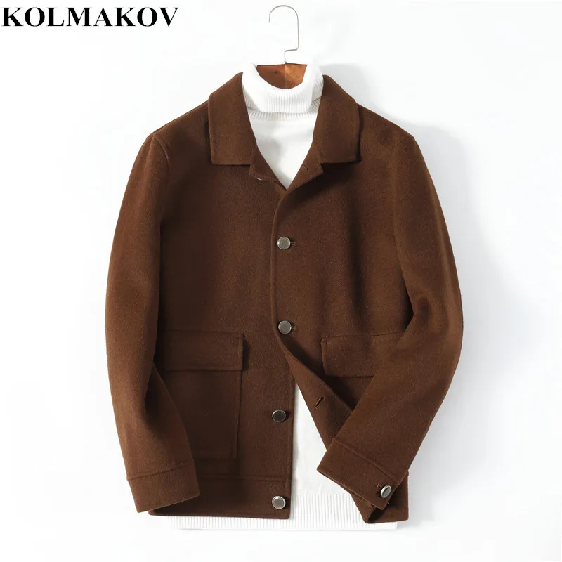 Мужское шерстяное пальто KOLMAKOV двухстороннее из мягкой шерстяной ткани куртки на