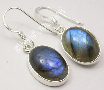 LABRADORITE Chanti Международный твердый Серебряный Синий огненный Лабрадорит Драгоценный камень красивые серьги-подвески 3,1 см - Окраска металла: LABRADORITE