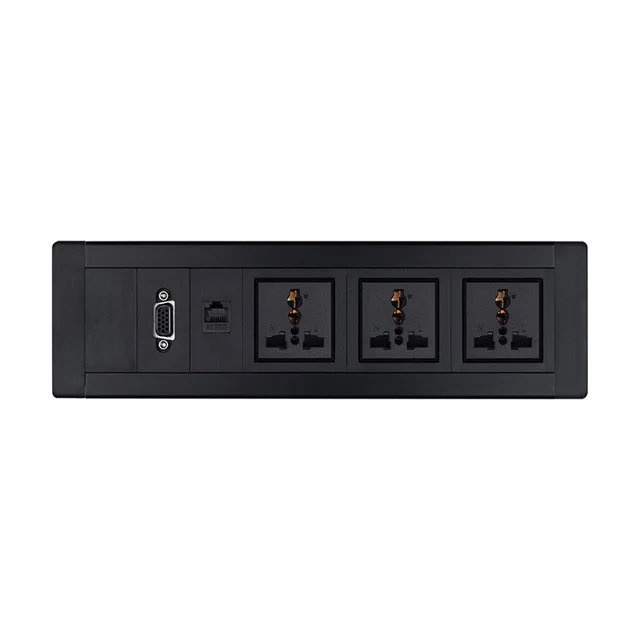 black JOHO настольные розетки RJ45 VGA логотип 250 V 10A/16A три гнезда универсальная настольная розетка для настольных компьютеров кабель для передачи данных - Тип: black