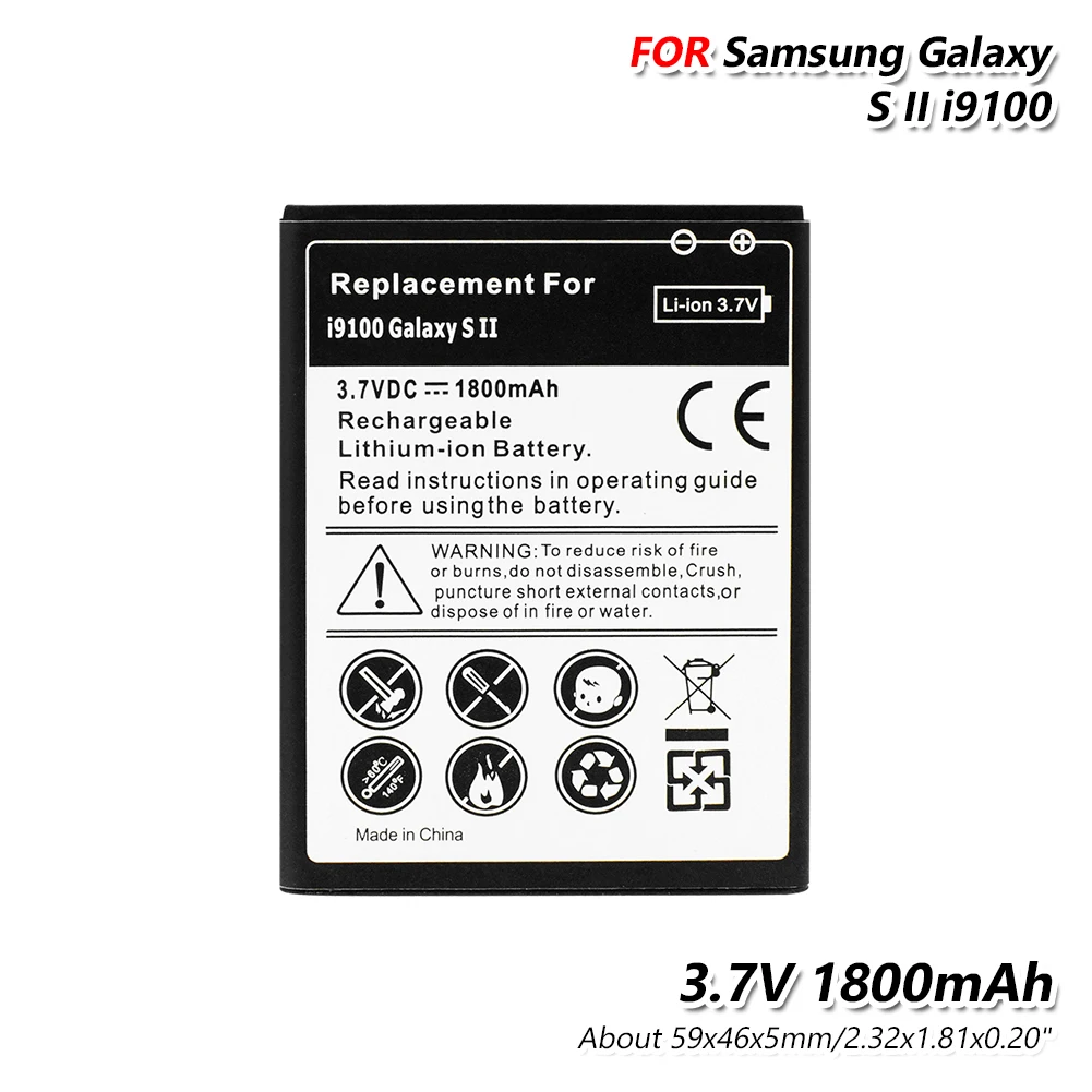 YCDC батарея мобильного телефона для samsung Galaxy S2 SII i9100 GT-i9100 батарея телефона Замена 1800mAh перезаряжаемые Lipo батареи