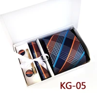 blue orange plaidstriped personalized tie box cuff links tie clip boyfriend gift groomsmen gift for men christmas