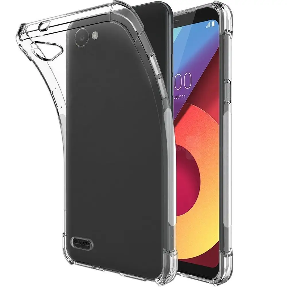 For LG Q6 Case Plus Cover Tempered Glass +Clear Soft TPU Drop Cushion Full Protective Q6a Q6+M700 |