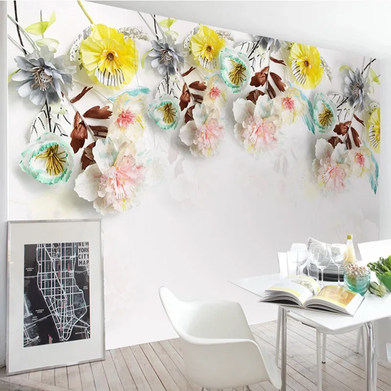 

Self-Adhesive Mural Wallpaper 3D Stereo Flowers Living Room TV Sofa Background Wall Decor Waterproof Canvas Papel De Parede 3 D