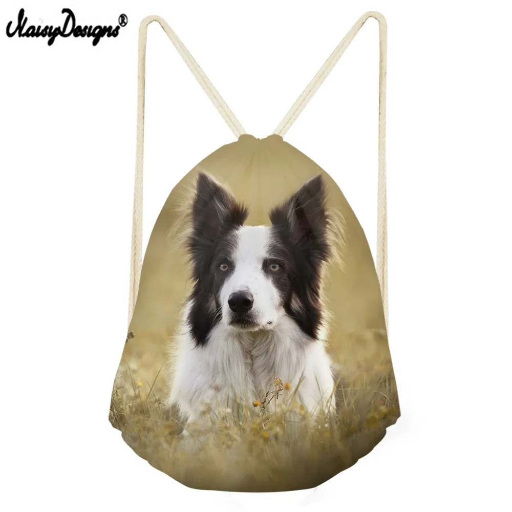 Kawaii Border Collie с принтом собаки женские и мужские сумки на шнурке мягкие рюкзаки для