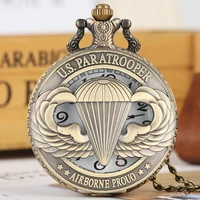 american u s paratrooper retro hollow dial quartz pocket watch necklace pendant chain floral rattan pocket watch gifts for men
