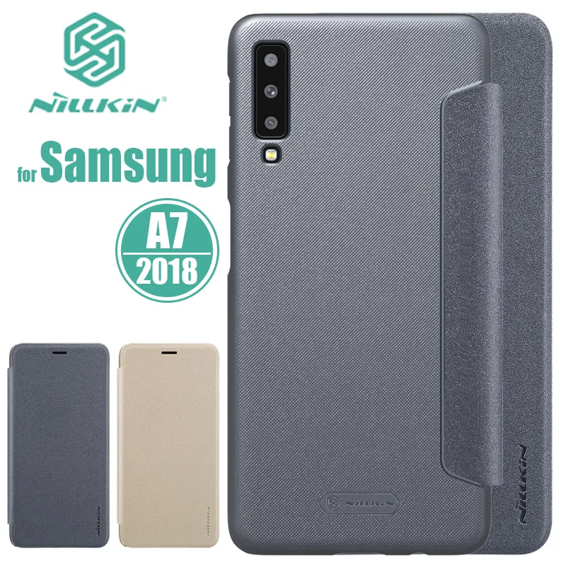 Для samsung Galaxy A7 2018 чехол NILLKIN Sparkle Роскошные Флип раскладный кожаный задняя крышка