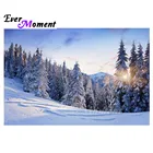 Алмазная живопись с мотивом снега и деревьев