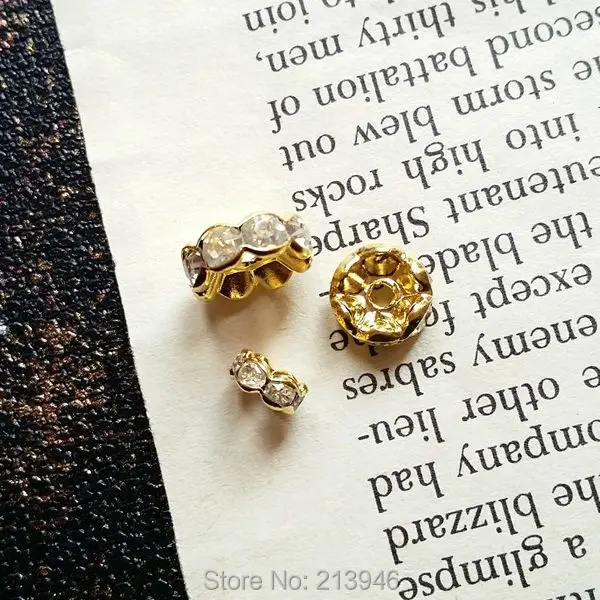 

(6/8/10mm) 200Pcs/pack Glass Crystal & Gold Alloy Spacers Jewelry Beads Jewelry Fittings