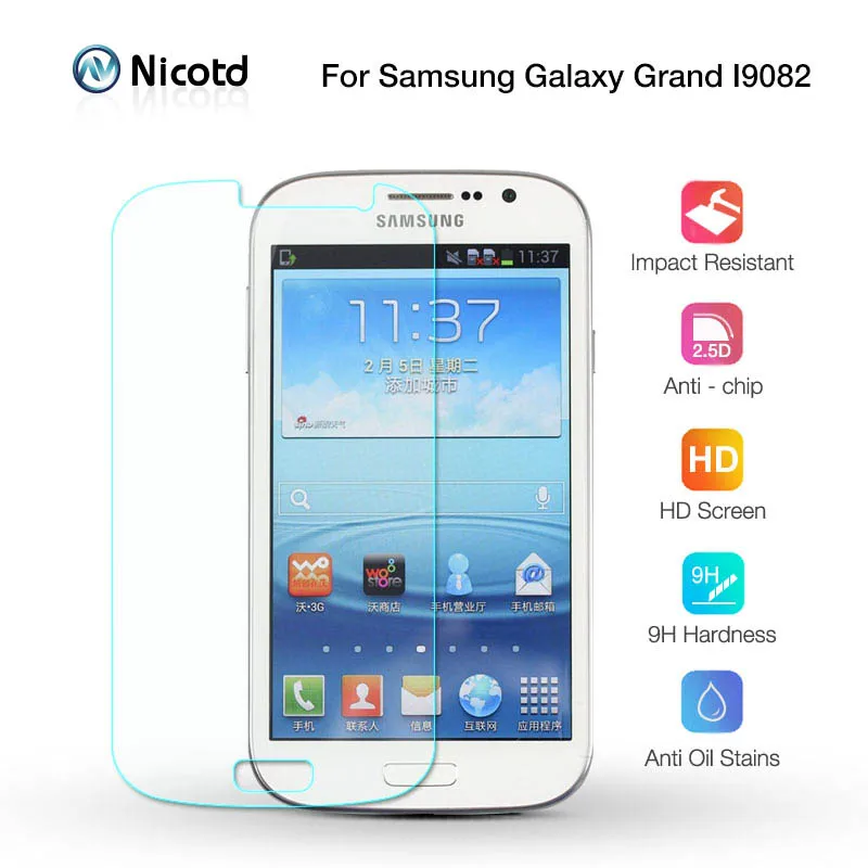 Никотд закаленное стекло для samsung Galaxy i9082 i9060 9H 2.5D Защитная пленка экрана Grand Neo