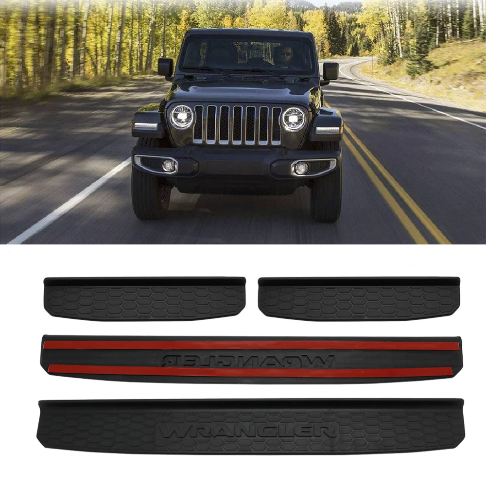 Черная 4 дверная Пластиковая Накладка на порог для JEEP WRANGLER 2018 JL Автомобильная