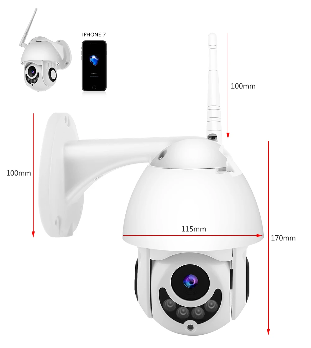 2MP 1080P Мини ИК WiFi IP камера панорамирование наклон поворот Скорости Купольная Full HD