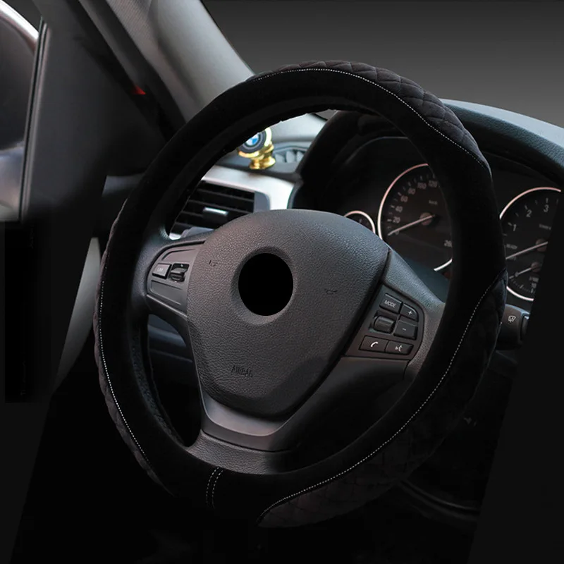 Автомобильный руль 38 см плюшевый чехол рулевого колеса автомобиля подходит для