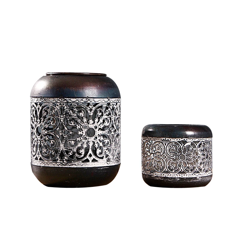 Индивидуальный Железный подсвечник в марокканском стиле ретро черный