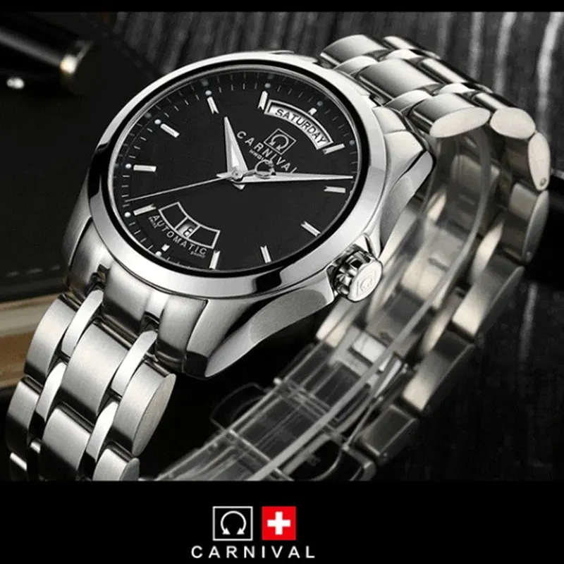 Брендовые автоматические механические часы Carnival мужские армейские
