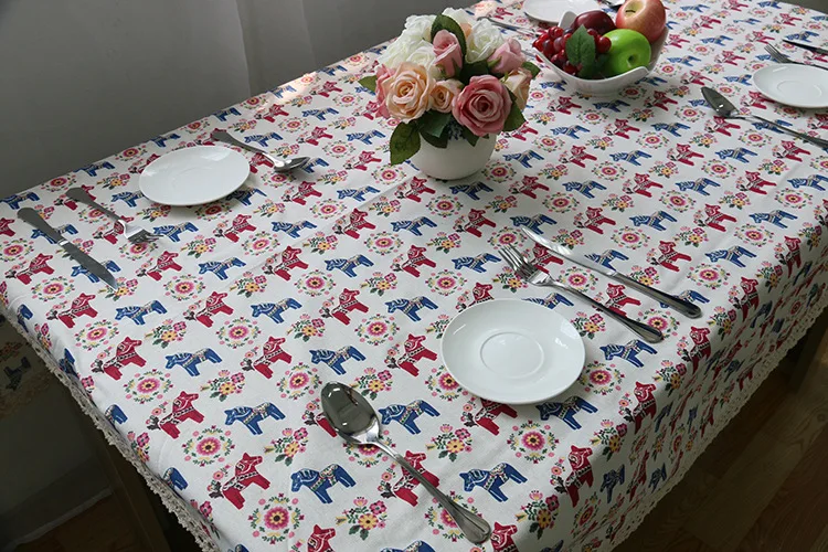 Lovely Cartoon Pony Printed Tablecloth Lace Rectangular Thicken Table Cover Wedding Party Banquet Home Decoration Tafelkleed | Дом и сад