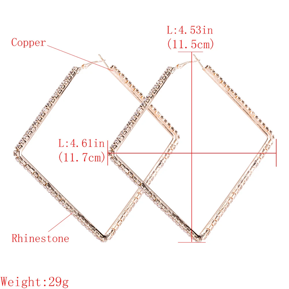 117 мм большие металлические квадратные серьги кольца для женщин 2018 модные